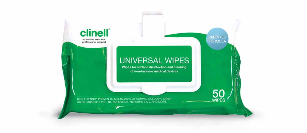 Clinell Universal Wipes met geïntegreerde clip
